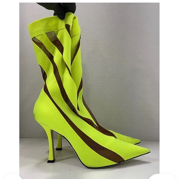 Jimmy Choo Neon Green Heeled Boots - Picture 10 of 12